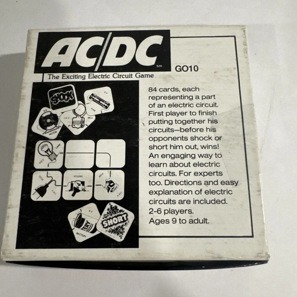 1970s Complete AC/DC The Exciting Electric Circuit Card Game